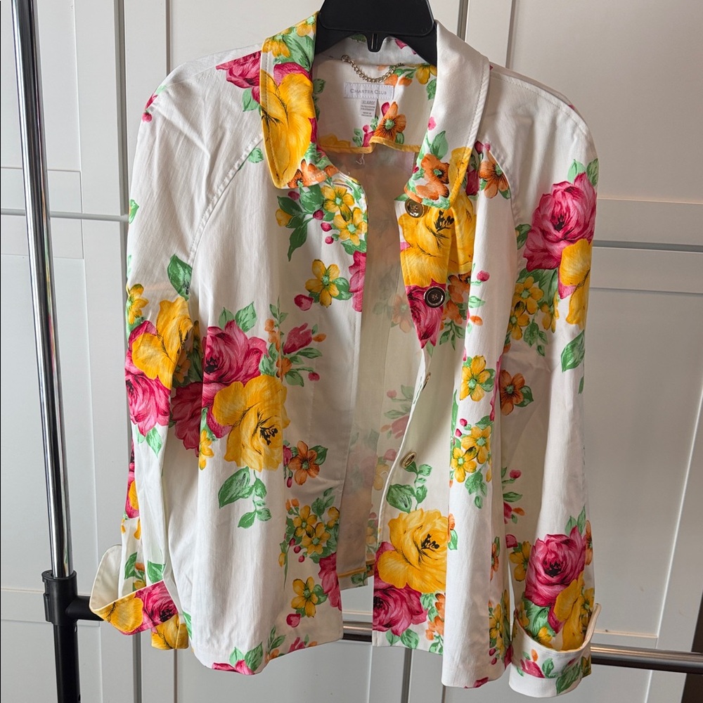 Charter Club Multicolor Floral Jacket